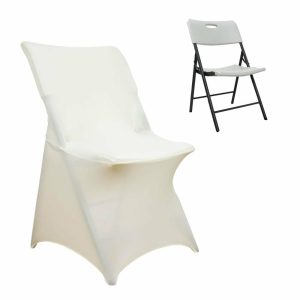 Folding Chair Covers |  Ivory Stretch Spandex Lifetime Folding Chair Cover, Fitted Chair Cover With Foot Pockets