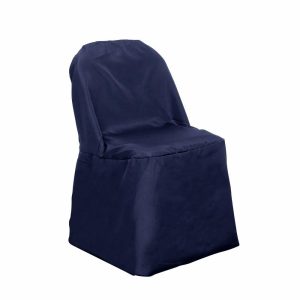 Folding Chair Covers |  Navy Blue Polyester Folding Chair Cover, Reusable Stain Resistant Slip On Chair Cover