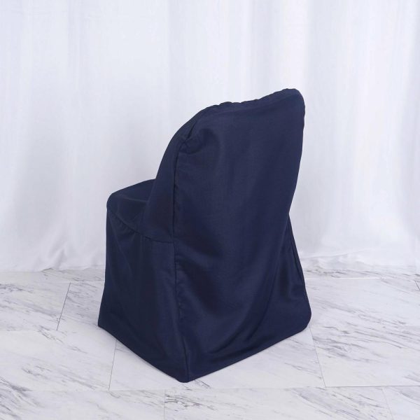 Folding Chair Covers |  Navy Blue Polyester Folding Chair Cover, Reusable Stain Resistant Slip On Chair Cover