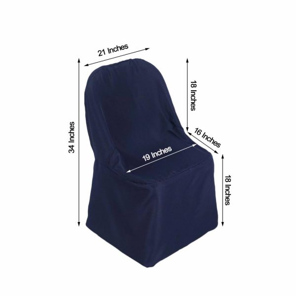 Folding Chair Covers |  Navy Blue Polyester Folding Chair Cover, Reusable Stain Resistant Slip On Chair Cover