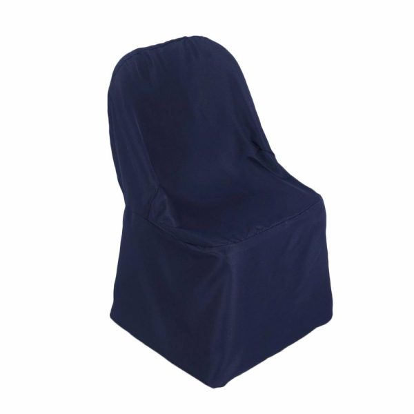 Folding Chair Covers |  Navy Blue Polyester Folding Chair Cover, Reusable Stain Resistant Slip On Chair Cover