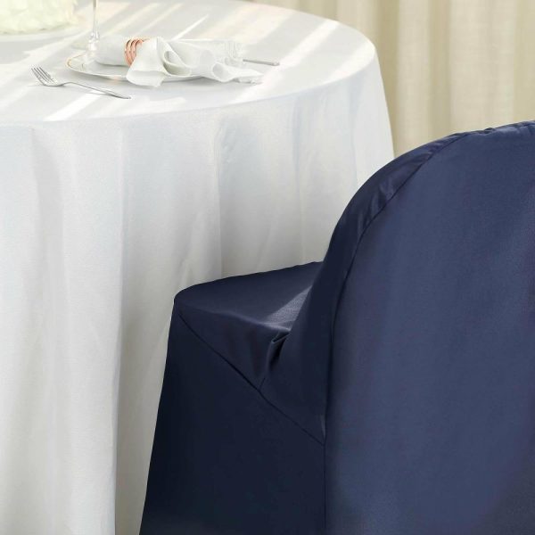 Folding Chair Covers |  Navy Blue Polyester Folding Chair Cover, Reusable Stain Resistant Slip On Chair Cover