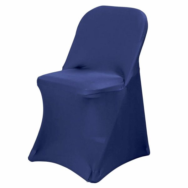 Folding Chair Covers |  Navy Blue Spandex Stretch Fitted Folding Slip On Chair Cover – 160 GSM