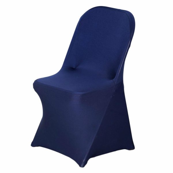 Folding Chair Covers |  Navy Blue Spandex Stretch Fitted Folding Slip On Chair Cover – 160 GSM