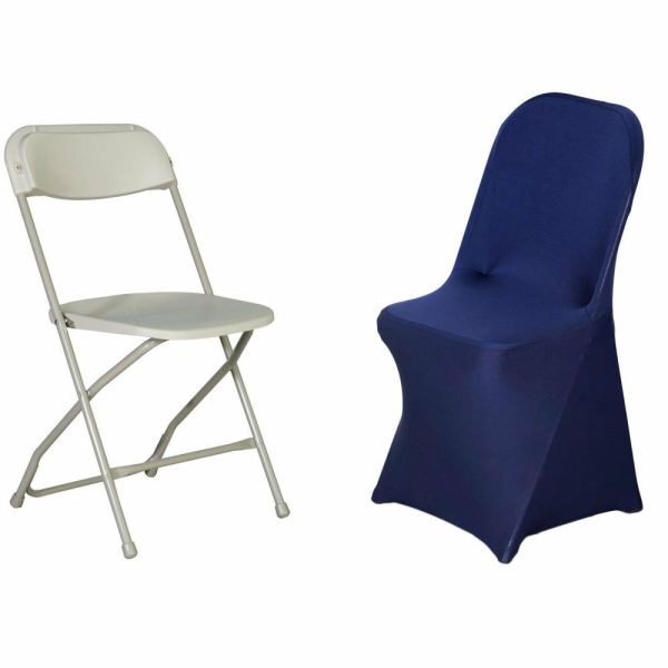 Folding Chair Covers |  Navy Blue Spandex Stretch Fitted Folding Slip On Chair Cover – 160 GSM