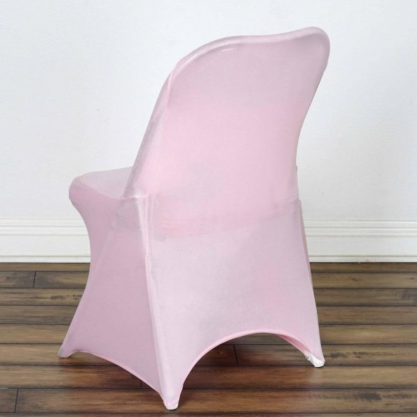 Folding Chair Covers |  Pink Spandex Stretch Fitted Folding Slip On Chair Cover – 160 GSM