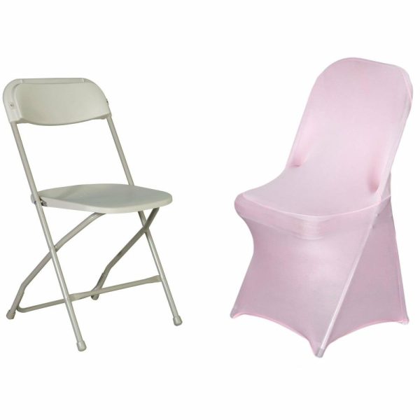 Folding Chair Covers |  Pink Spandex Stretch Fitted Folding Slip On Chair Cover – 160 GSM