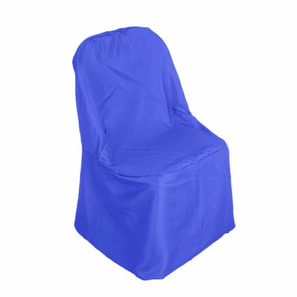 Folding Chair Covers |  Royal Blue Polyester Folding Chair Cover, Reusable Stain Resistant Slip On Chair Cover