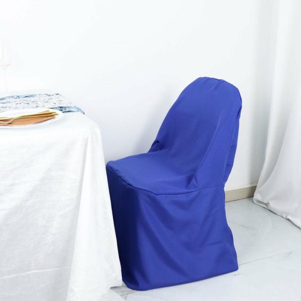 Folding Chair Covers |  Royal Blue Polyester Folding Chair Cover, Reusable Stain Resistant Slip On Chair Cover