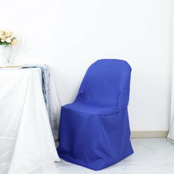 Folding Chair Covers |  Royal Blue Polyester Folding Chair Cover, Reusable Stain Resistant Slip On Chair Cover