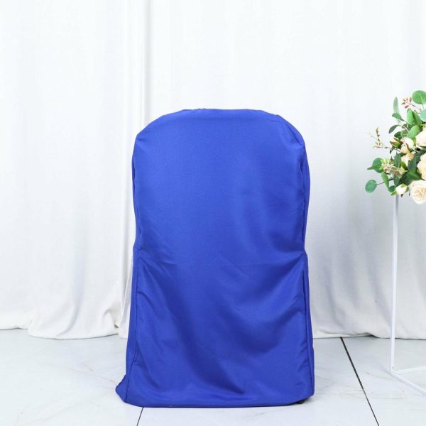 Folding Chair Covers |  Royal Blue Polyester Folding Chair Cover, Reusable Stain Resistant Slip On Chair Cover