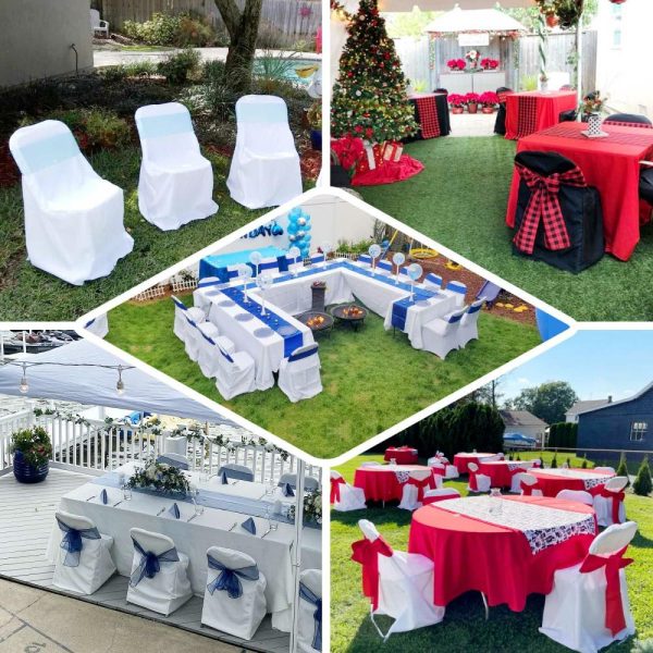 Folding Chair Covers |  Royal Blue Polyester Folding Chair Cover, Reusable Stain Resistant Slip On Chair Cover