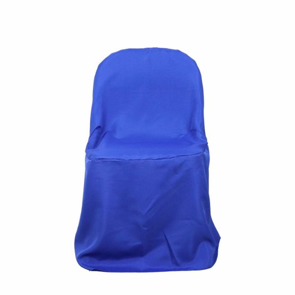 Folding Chair Covers |  Royal Blue Polyester Folding Chair Cover, Reusable Stain Resistant Slip On Chair Cover