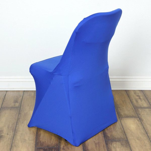 Folding Chair Covers |  Royal Blue Spandex Stretch Fitted Folding Slip On Chair Cover – 160 GSM