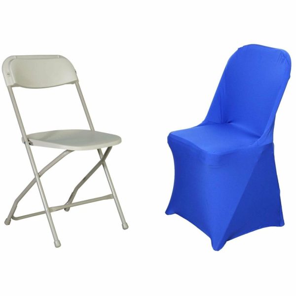 Folding Chair Covers |  Royal Blue Spandex Stretch Fitted Folding Slip On Chair Cover – 160 GSM