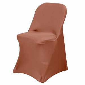 Folding Chair Covers |  Terracotta (Rust) Spandex Stretch Fitted Folding Slip On Chair Cover – 160 GSM