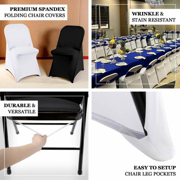 Folding Chair Covers |  White Premium Spandex Stretch Fitted Folding Chair Cover With Foot Pockets – 220 GSM