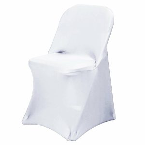 Folding Chair Covers |  White Spandex Stretch Fitted Folding Slip On Chair Cover – 160 GSM