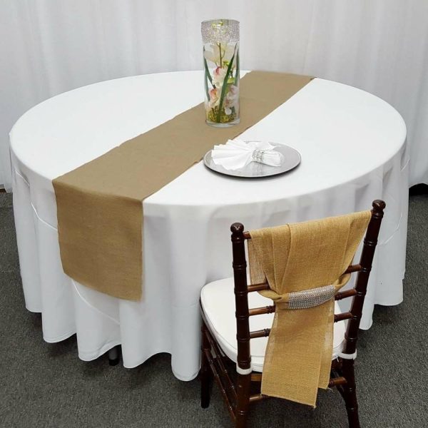 Jute Burlap & Lace Runners |  12″x108″ Natural Rustic Burlap Table Runner, Boho Chic Jute Linen Tabletop Decor