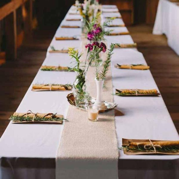 Jute Burlap & Lace Runners |  14″x108″ Blush Rustic Burlap Table Runner, Boho Chic Jute Linen Tabletop Decor