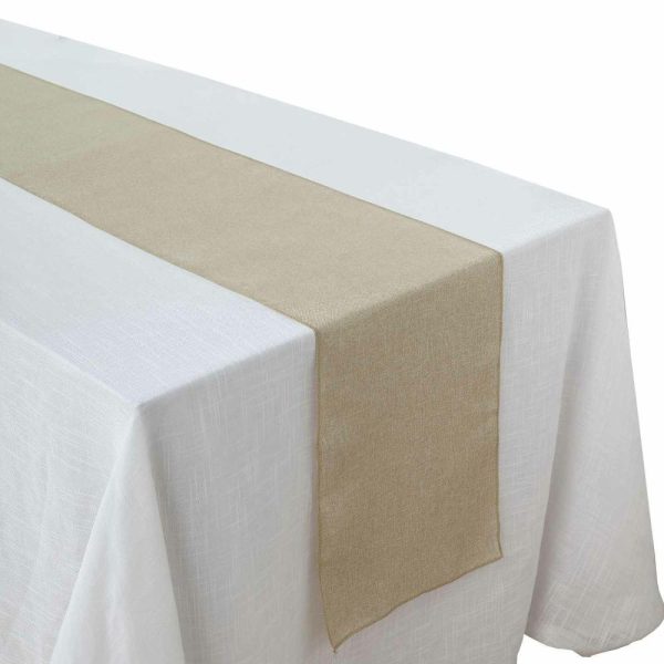 Jute Burlap & Lace Runners |  14″x108″ Natural Boho Chic Rustic Faux Burlap Cloth Table Runner