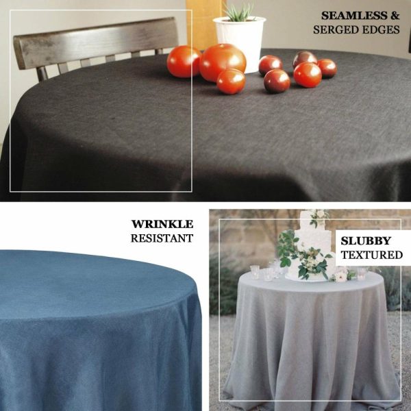 Jute & Lace |  108″ Beige Seamless Linen Round Tablecloth, Slubby Textured Wrinkle Resistant Tablecloth