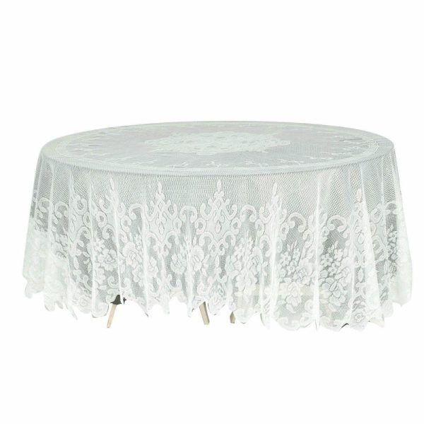 Jute & Lace |  108″ Premium Lace Ivory Round Seamless Tablecloth