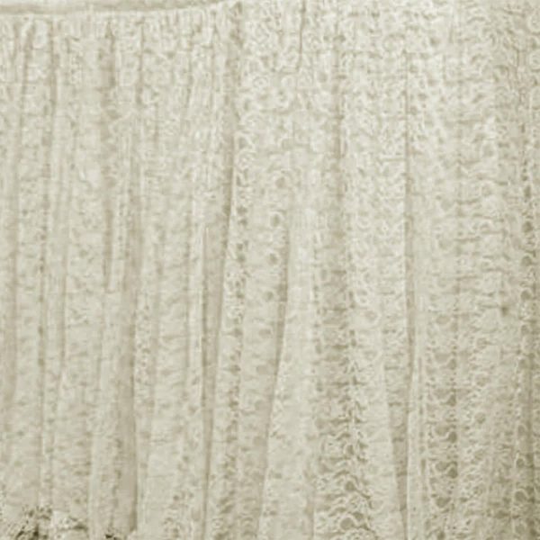 Jute & Lace |  14ft Ivory Premium Pleated Lace Table Skirt