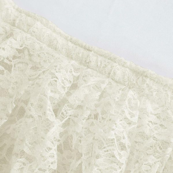 Jute & Lace |  14ft Ivory Premium Pleated Lace Table Skirt