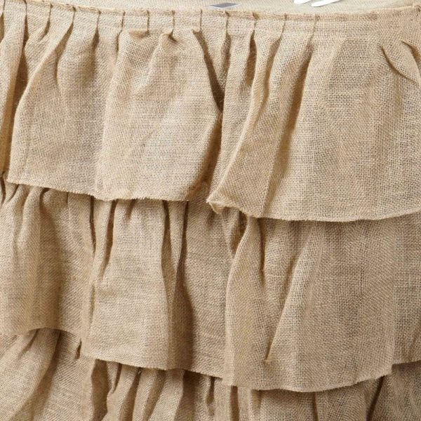 Jute & Lace |  14ft Natural 3 Tier Rustic Elegant Ruffled Burlap Table Skirt