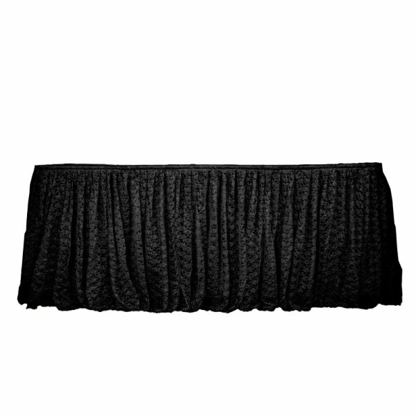 Jute & Lace |  21ft Black Premium Pleated Lace Table Skirt