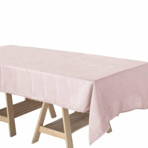 Jute & Lace |  60″x102″ Blush Seamless Rectangular Tablecloth, Linen Table Cloth With Slubby Textured, Wrinkle Resistant