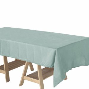 Jute & Lace |  60″x102″ Dusty Blue Seamless Rectangular Tablecloth, Linen Table Cloth With Slubby Textured, Wrinkle Resistant