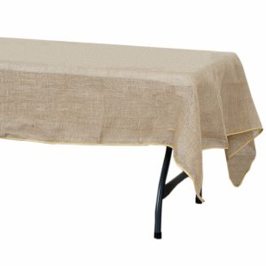 Jute & Lace |  60″x102″ Natural Rectangle Burlap Rustic Seamless Tablecloth Jute Linen Table Decor