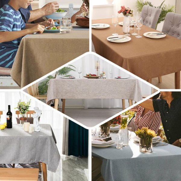 Jute & Lace |  60″x102″ Silver Seamless Rectangular Tablecloth, Linen Table Cloth With Slubby Textured, Wrinkle Resistant