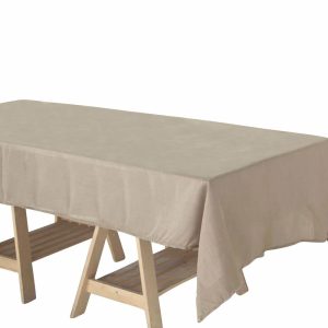 Jute & Lace |  60″x102″ Taupe Seamless Rectangular Tablecloth, Linen Table Cloth With Slubby Textured, Wrinkle Resistant