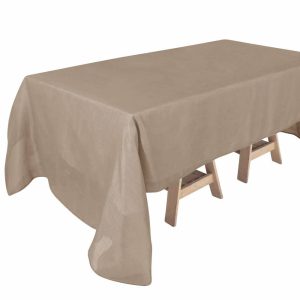 Jute & Lace |  60″x126″ Taupe Seamless Rectangular Tablecloth, Linen Table Cloth With Slubby Textured, Wrinkle Resistant