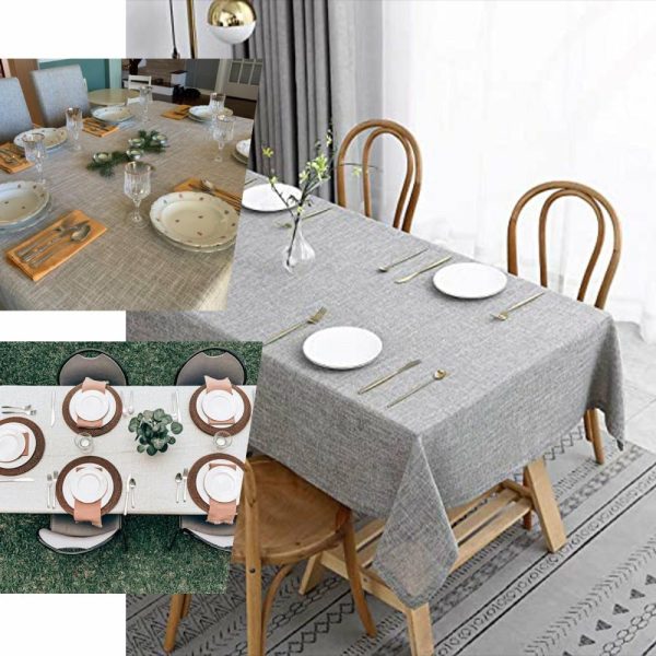 Jute & Lace |  60″x126″ White Seamless Rectangular Tablecloth, Linen Table Cloth With Slubby Textured, Wrinkle Resistant