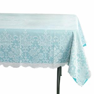 Jute & Lace |  60″x90″ Premium Lace White Seamless Rectangular Oblong Tablecloth