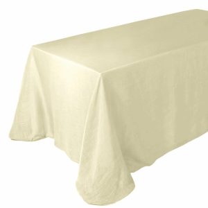 Jute & Lace |  90″x132″ Ivory Seamless Rectangular Tablecloth, Linen Table Cloth With Slubby Textured, Wrinkle Resistant