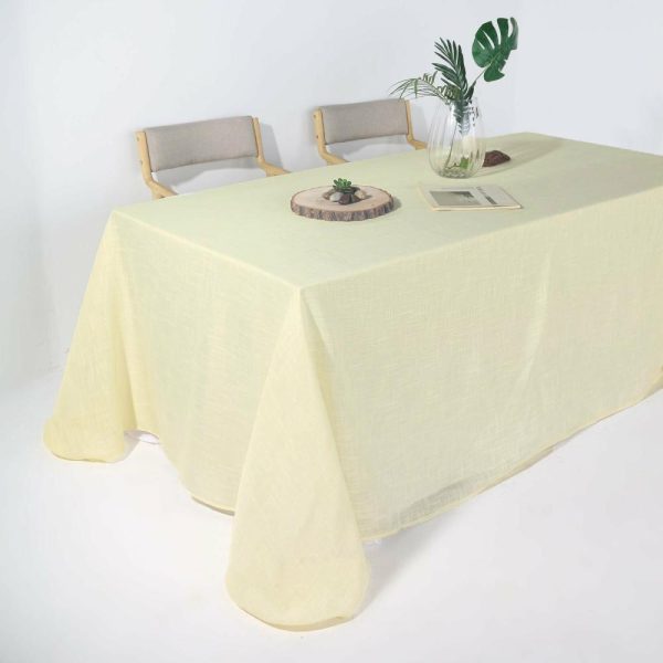 Jute & Lace |  90″x132″ Ivory Seamless Rectangular Tablecloth, Linen Table Cloth With Slubby Textured, Wrinkle Resistant