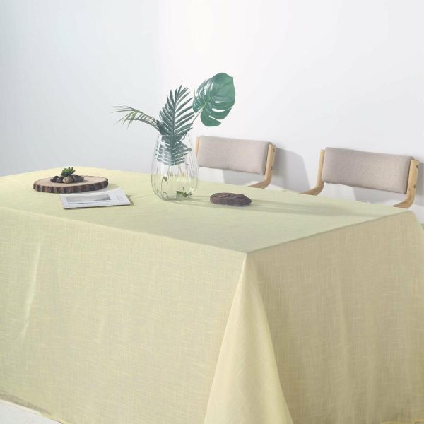 Jute & Lace |  90″x132″ Ivory Seamless Rectangular Tablecloth, Linen Table Cloth With Slubby Textured, Wrinkle Resistant