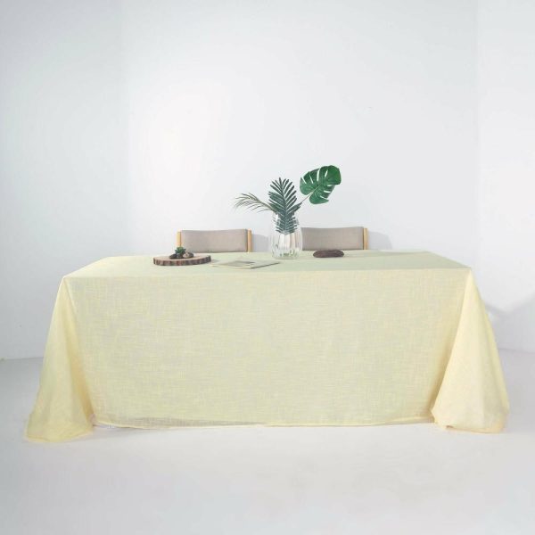 Jute & Lace |  90″x132″ Ivory Seamless Rectangular Tablecloth, Linen Table Cloth With Slubby Textured, Wrinkle Resistant