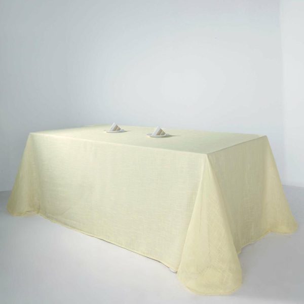 Jute & Lace |  90″x132″ Ivory Seamless Rectangular Tablecloth, Linen Table Cloth With Slubby Textured, Wrinkle Resistant