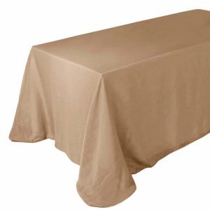 Jute & Lace |  90″x132″ Natural Seamless Rectangular Tablecloth, Linen Table Cloth With Slubby Textured, Wrinkle Resistant for 6 Foot Table With Floor-Length Drop