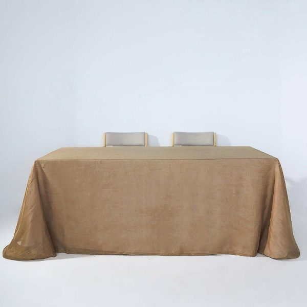 Jute & Lace |  90″x132″ Natural Seamless Rectangular Tablecloth, Linen Table Cloth With Slubby Textured, Wrinkle Resistant for 6 Foot Table With Floor-Length Drop