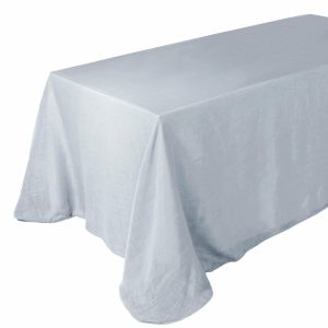 Jute & Lace |  90″x132″ Silver Seamless Rectangular Tablecloth, Linen Table Cloth With Slubby Textured, Wrinkle Resistant for 6 Foot Table With Floor-Length Drop