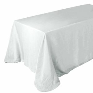 Jute & Lace |  90″x132″ White Seamless Rectangular Tablecloth, Linen Table Cloth With Slubby Textured, Wrinkle Resistant for 6 Foot Table With Floor-Length Drop