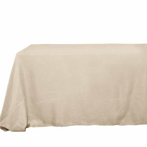 Jute & Lace |  90″x156″ Beige Seamless Rectangular Tablecloth, Linen Table Cloth With Slubby Textured, Wrinkle Resistant for 8 Foot Table With Floor-Length Drop