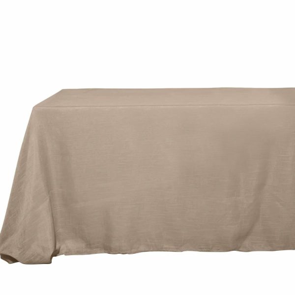 Jute & Lace |  90″x156″ Taupe Seamless Rectangular Tablecloth, Linen Table Cloth With Slubby Textured, Wrinkle Resistant for 8 Foot Table With Floor-Length Drop